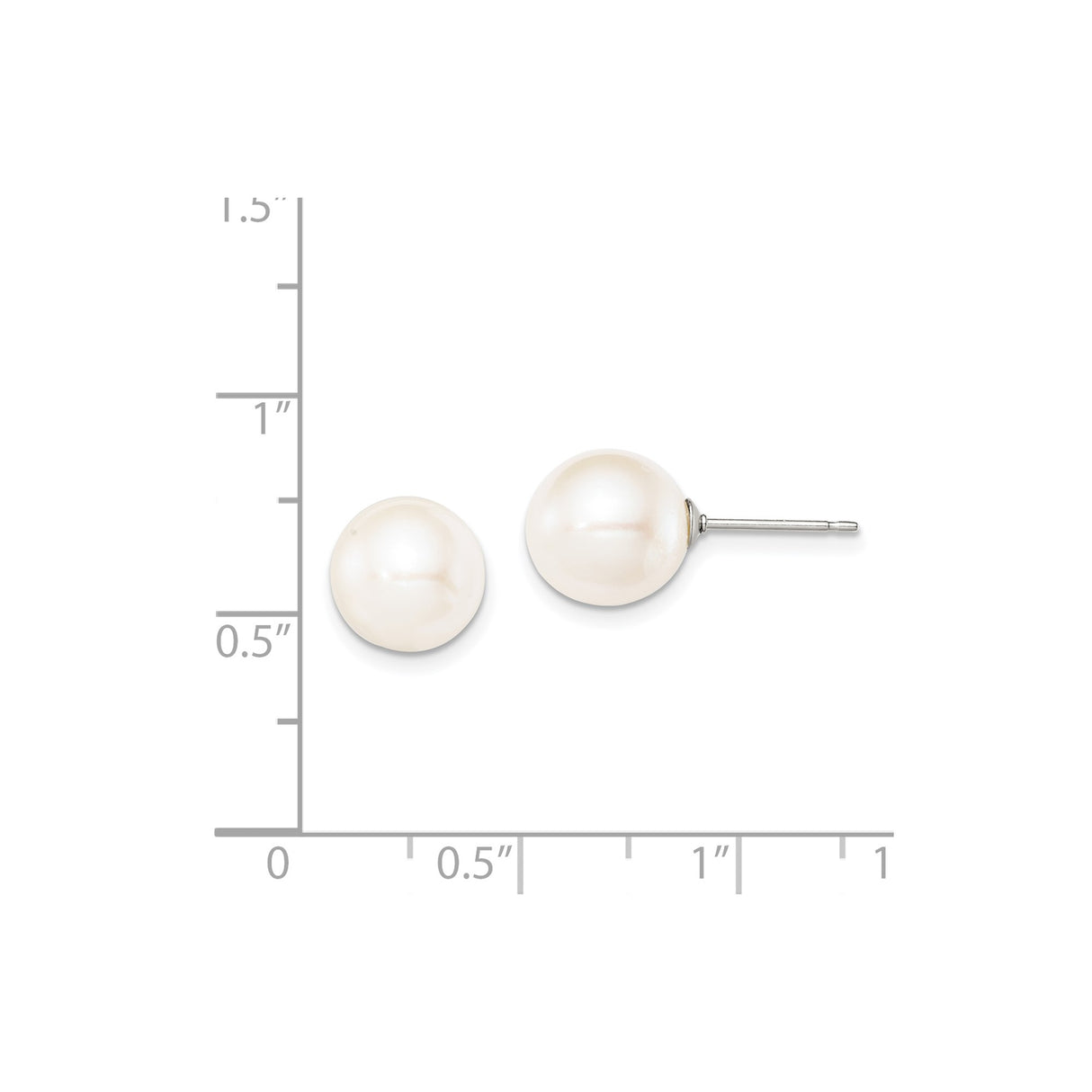 Sterling Silver Pearl Stud Earrings with Round White Cultured Pearls, Minimalist Bridal Jewelry