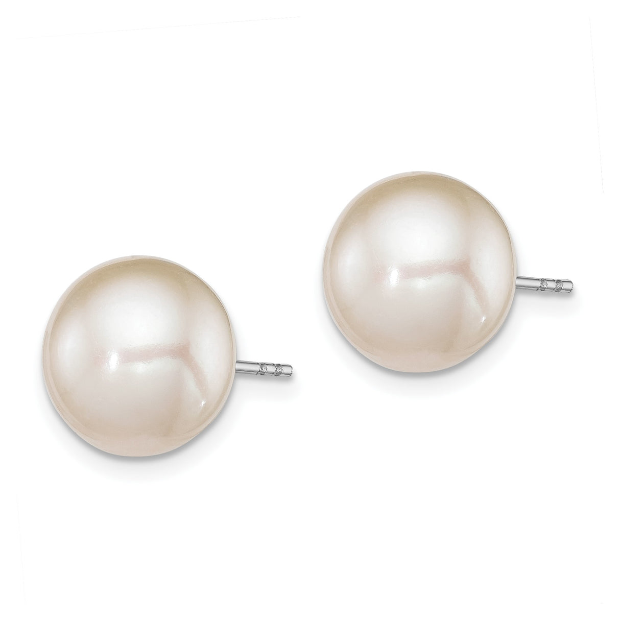 Sterling Silver Pearl Stud Earrings with White Round Freshwater Cultured Pearls, Classic Minimalist Style
