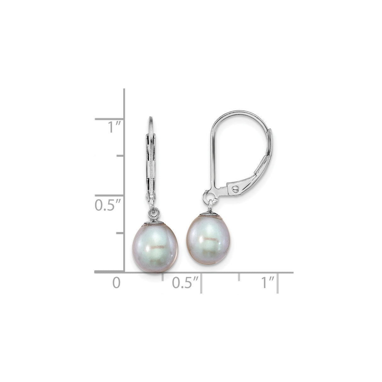 Sterling Silver Drop Earrings with White Cultured Freshwater Pearls, Classic Leverback Design