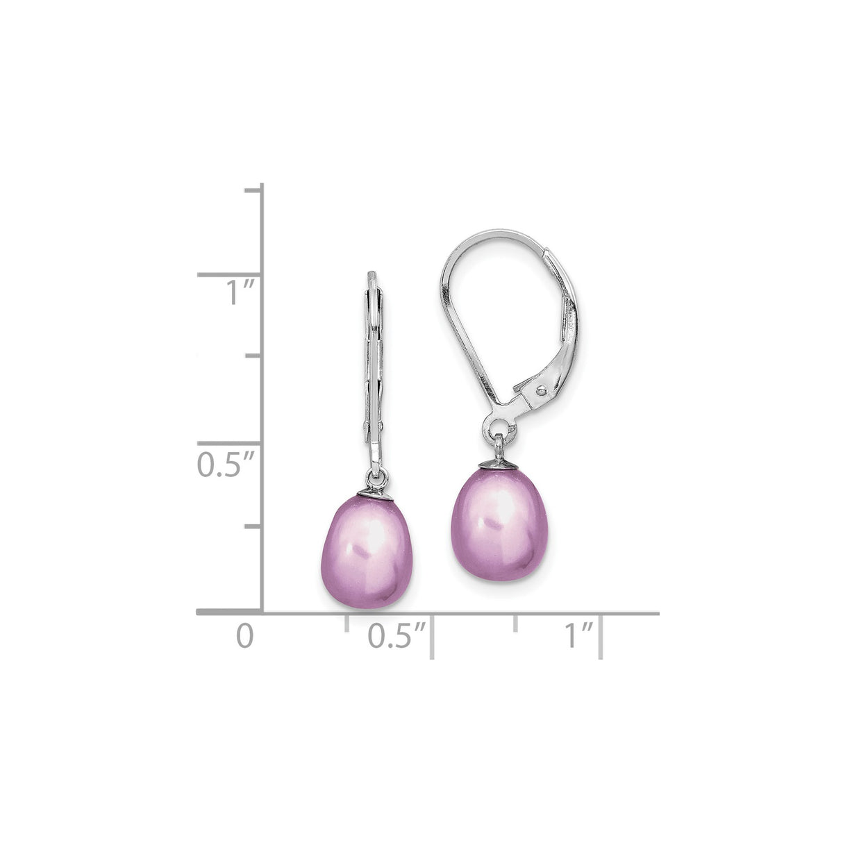 Sterling Silver Leverback Drop Earrings with Pink Freshwater Cultured Pearls, Dangle Design