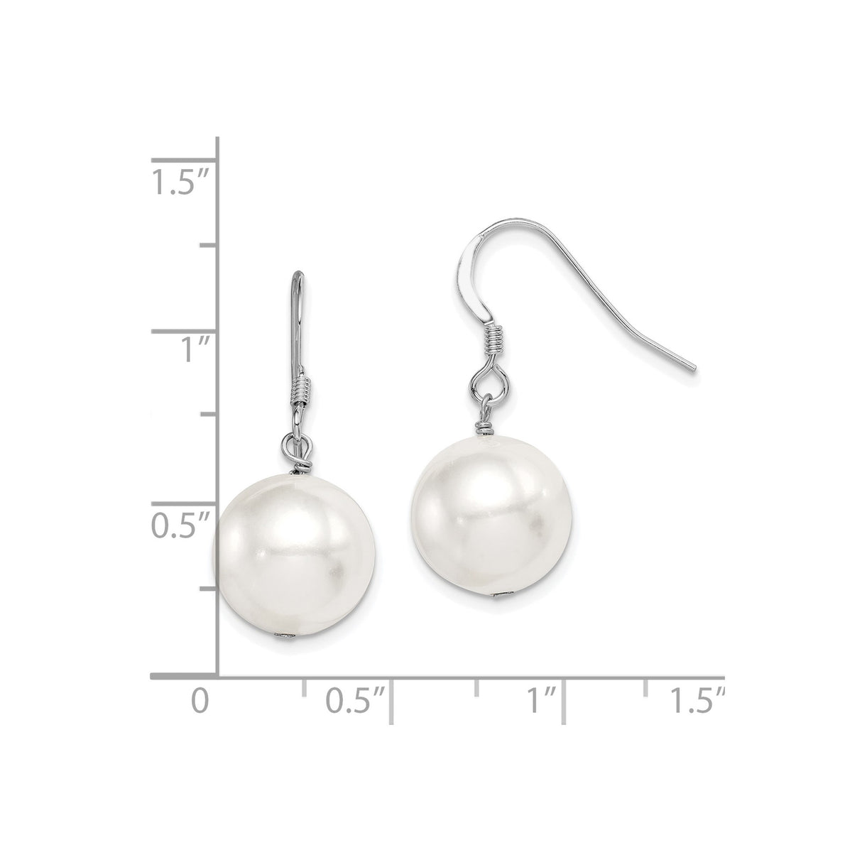 Sterling Silver Drop Earrings with Simulated White Pearl, Classic Dangle Style for Women