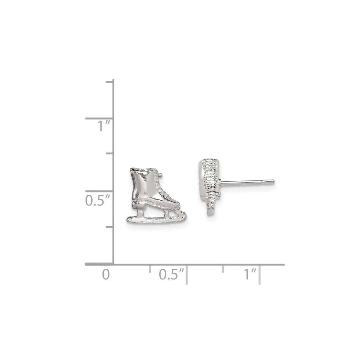Sterling Silver Ice Skate Boot Stud Earrings, Winter Sports Theme Jewelry