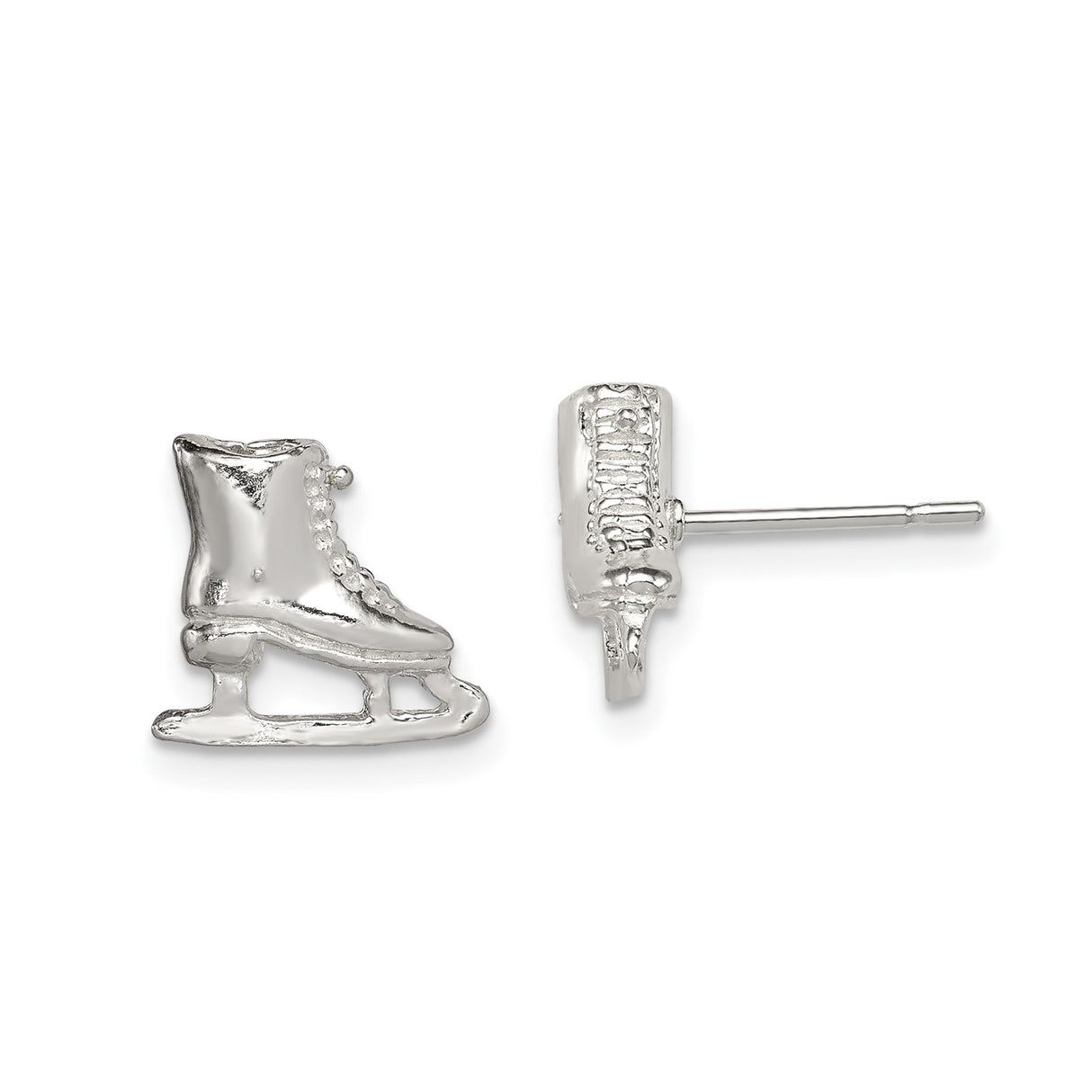 Sterling Silver Ice Skate Boot Stud Earrings, Winter Sports Theme Jewelry