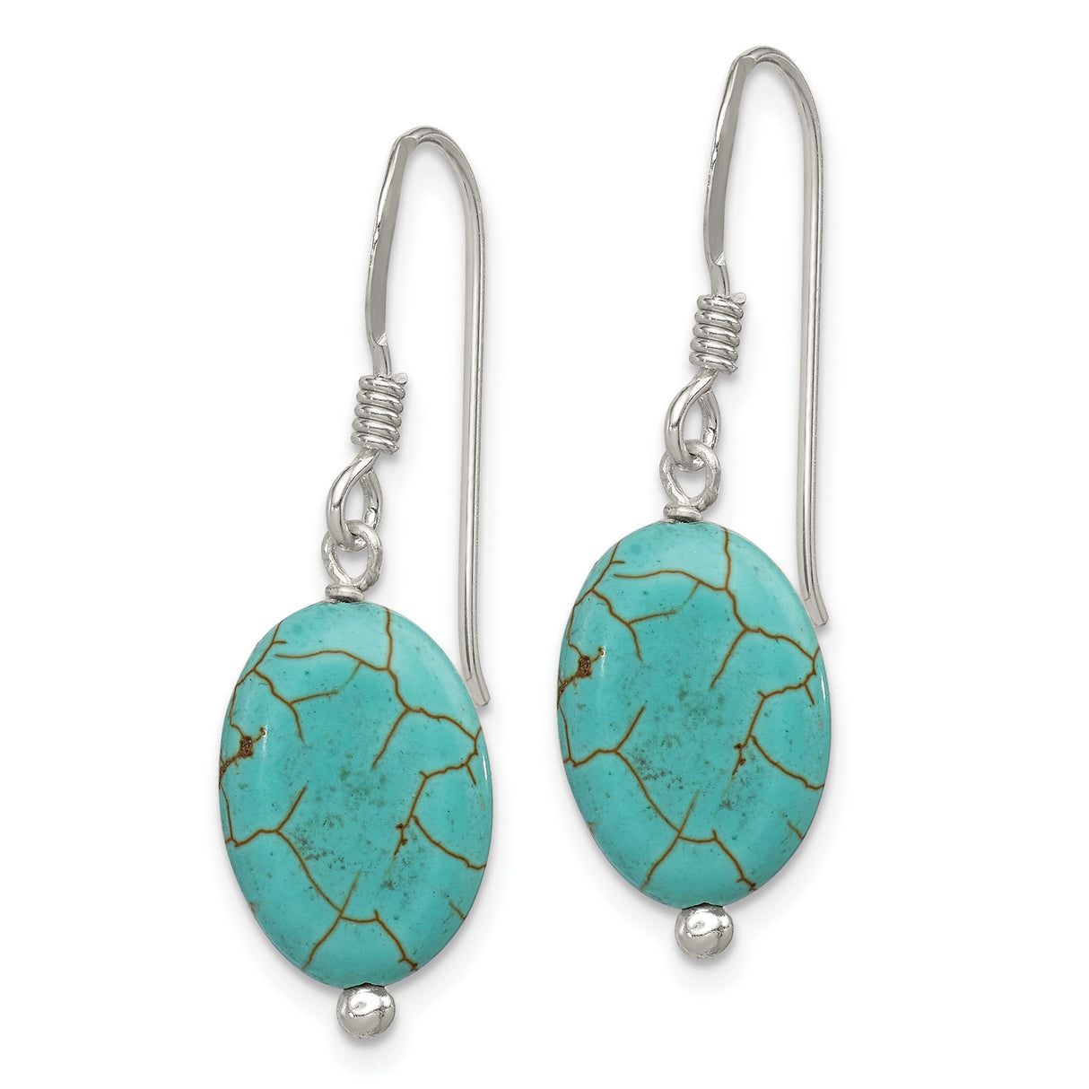 Sterling Silver Dangle Earrings with Magnesite, Boho Southwestern Style for Women