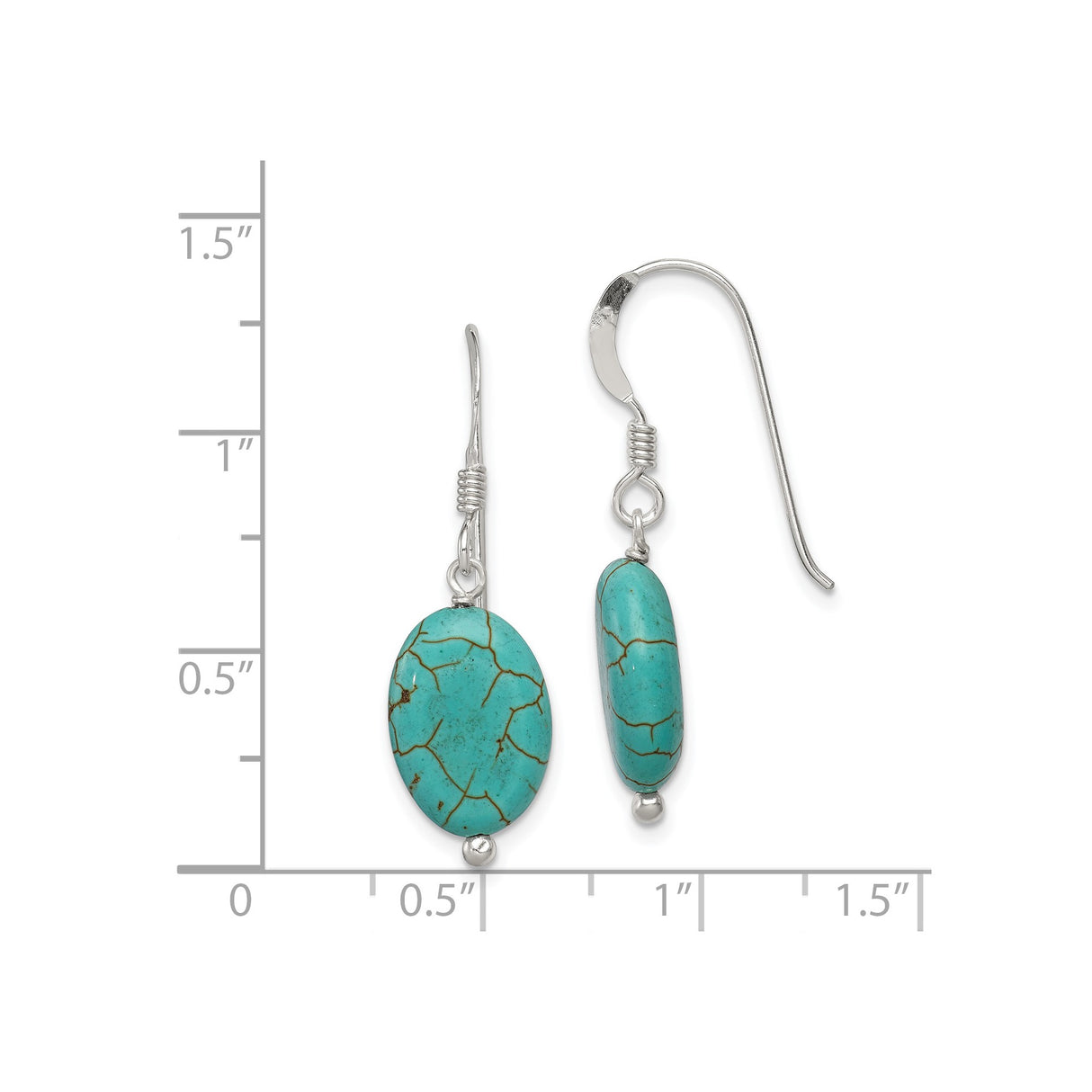 Sterling Silver Dangle Earrings with Magnesite, Boho Southwestern Style for Women