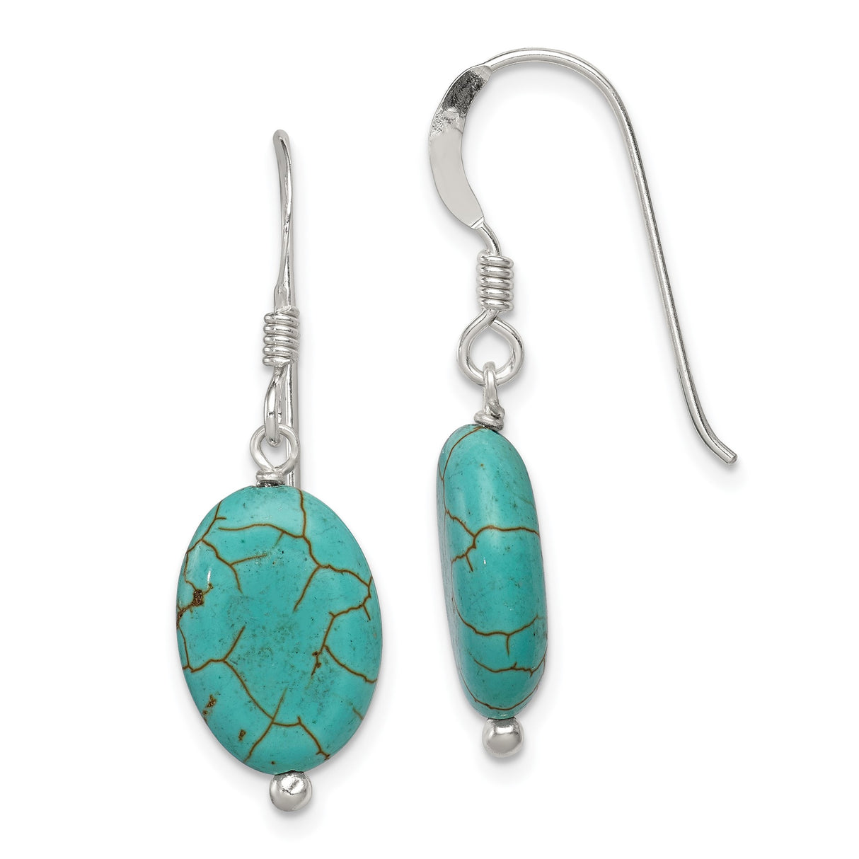 Sterling Silver Dangle Earrings with Magnesite, Boho Southwestern Style for Women