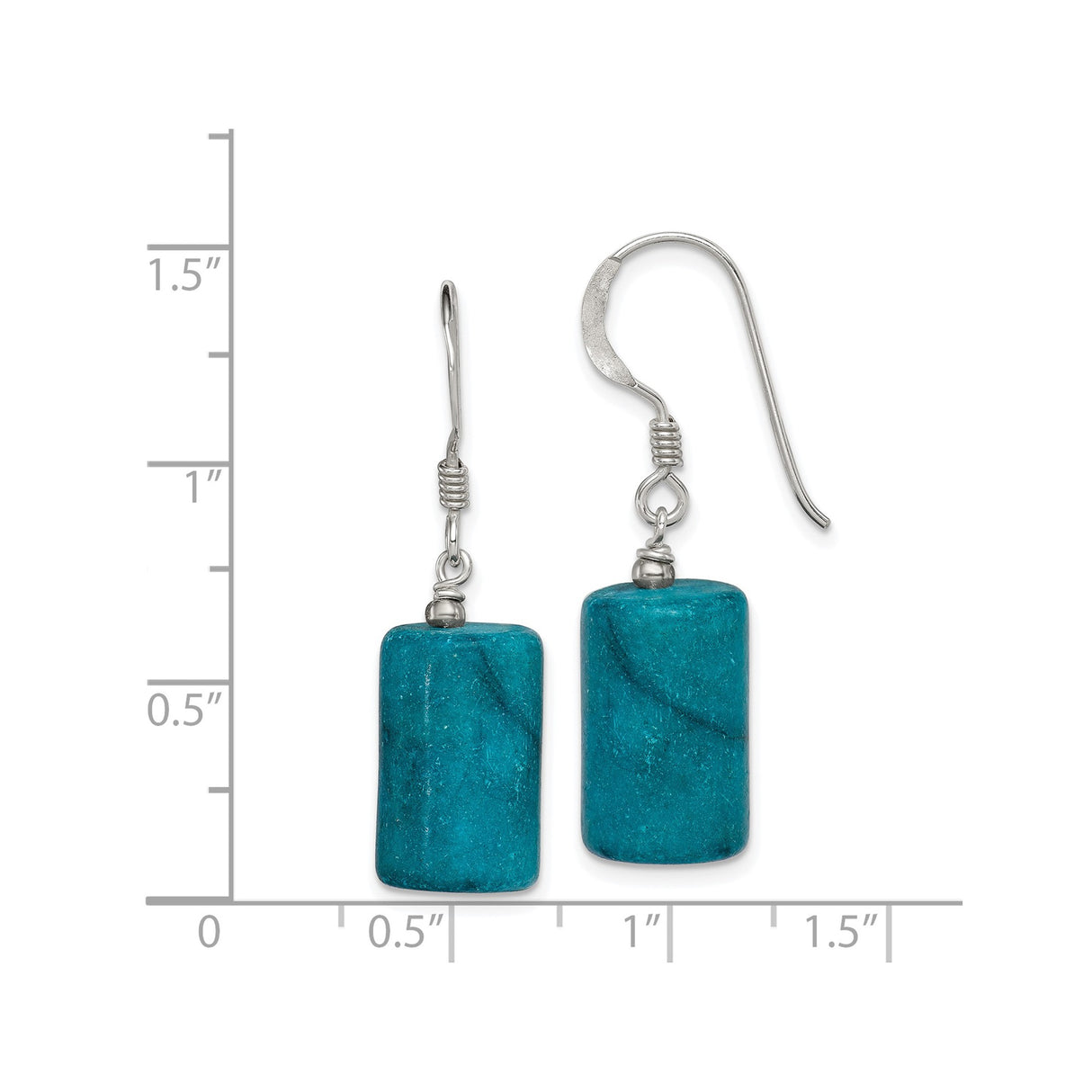 Sterling Silver Drop Earrings with Jasper, Rectangular Dangle, Boho Chic Style for Women