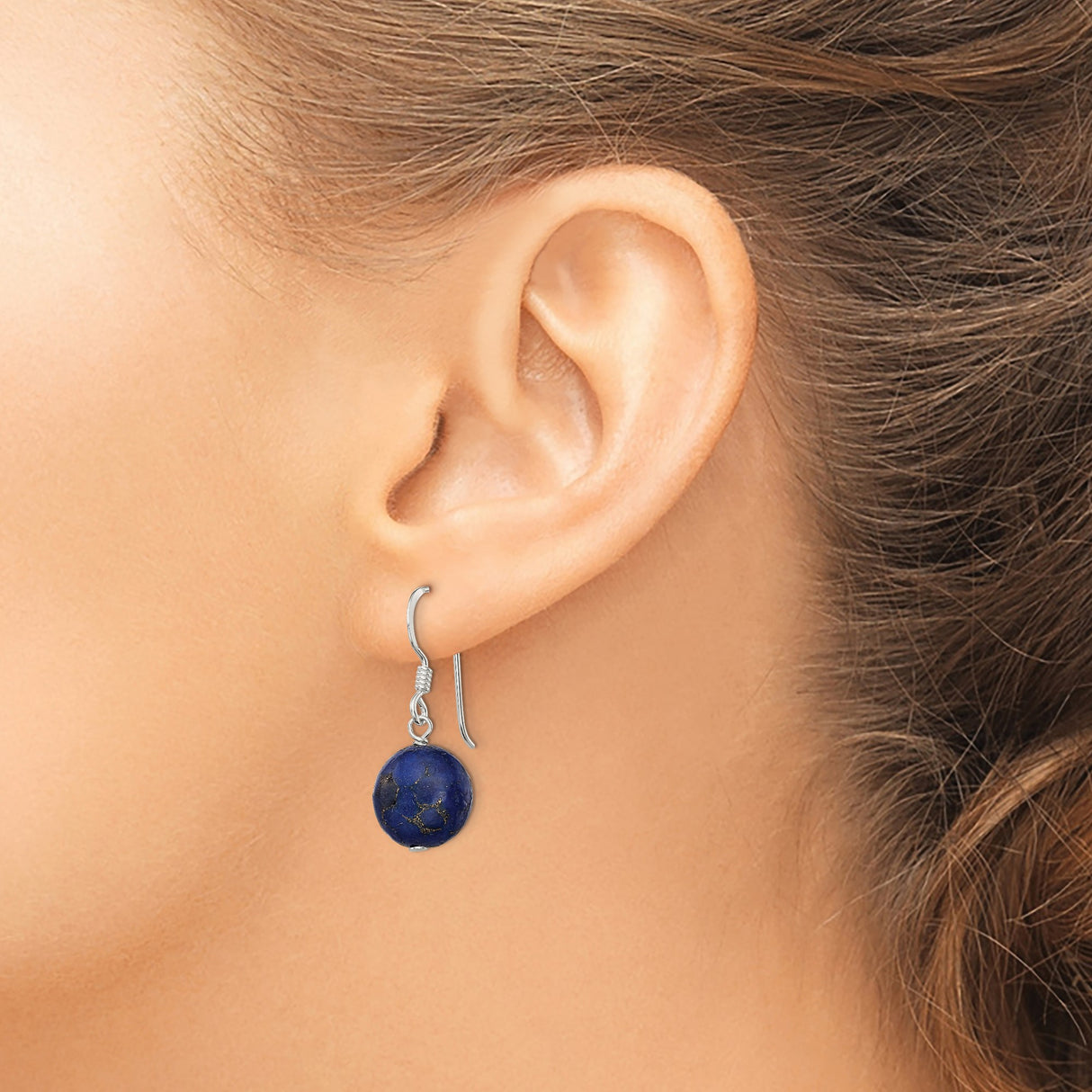 Sterling Silver Dangle Earrings with Lapis Lazuli, Boho Handmade Spiritual Style for Women
