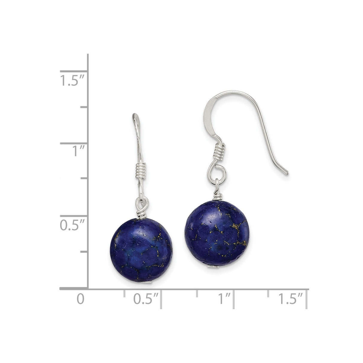 Sterling Silver Dangle Earrings with Lapis Lazuli, Boho Handmade Spiritual Style for Women