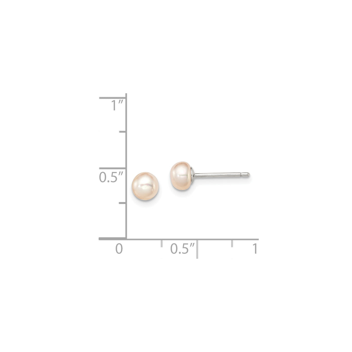 Sterling Silver Stud Earrings with White Freshwater Cultured Pearls, Classic Round Design