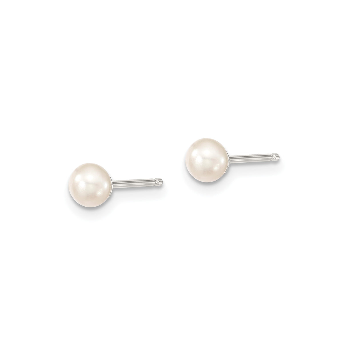 Sterling Silver Pearl Stud Earrings, White Round Freshwater Pearls, Classic Minimalist Style