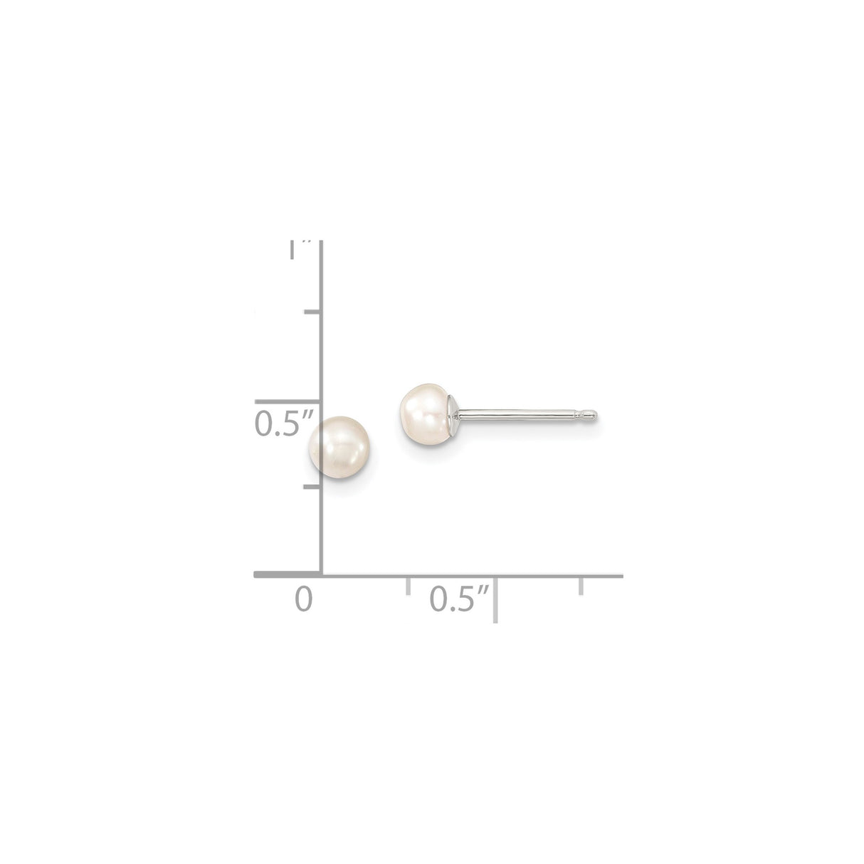 Sterling Silver Pearl Stud Earrings, White Round Freshwater Pearls, Classic Minimalist Style