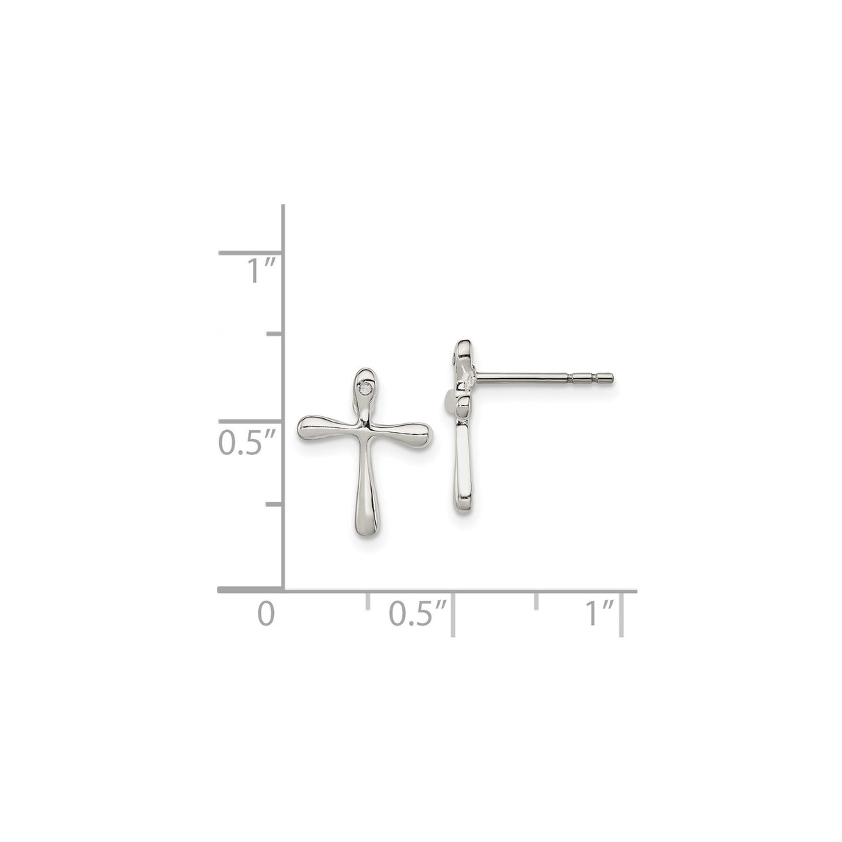 Sterling Silver Cross Pendant with Diamond, Sleek Modern Religious Design for Men and Women