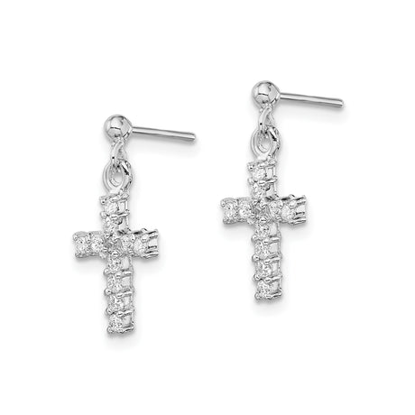 Sterling Silver Cross Pendant with Cubic Zirconia, Modern Religious Jewelry for Men and Women