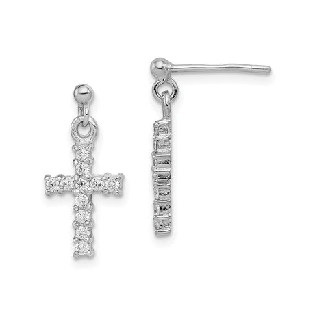 Sterling Silver Cross Pendant with Cubic Zirconia, Modern Religious Jewelry for Men and Women