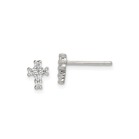 Sterling Silver Cross Pendant with Cubic Zirconia, Minimalist Religious Design for Men and Women