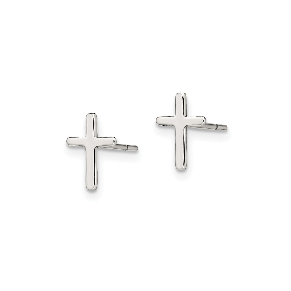 Sterling Silver Cross Earrings, Polished Latin Design, Minimalist Spiritual Jewelry for Men and Women
