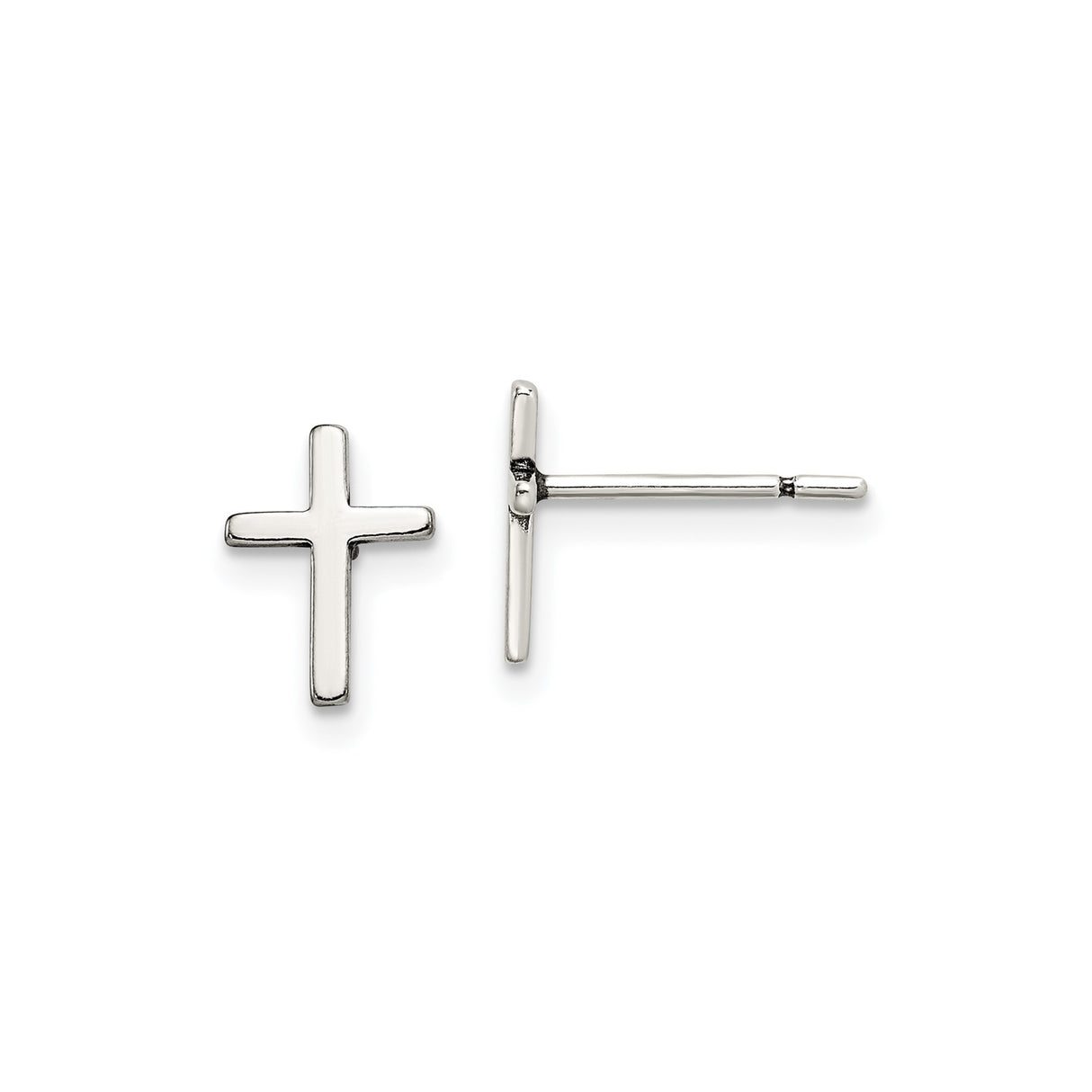 Sterling Silver Cross Earrings, Polished Latin Design, Minimalist Spiritual Jewelry for Men and Women