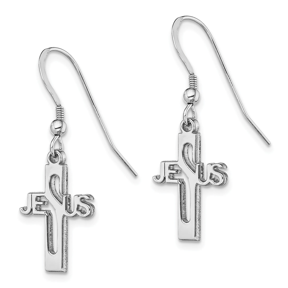 Sterling Silver Cross Pendant and Christian Dangle Earrings with Minimalist Design