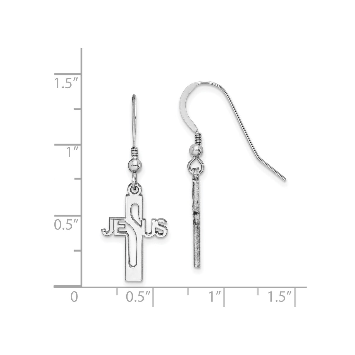 Sterling Silver Cross Pendant and Christian Dangle Earrings with Minimalist Design
