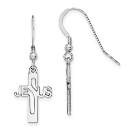 Sterling Silver Cross Pendant and Christian Dangle Earrings with Minimalist Design