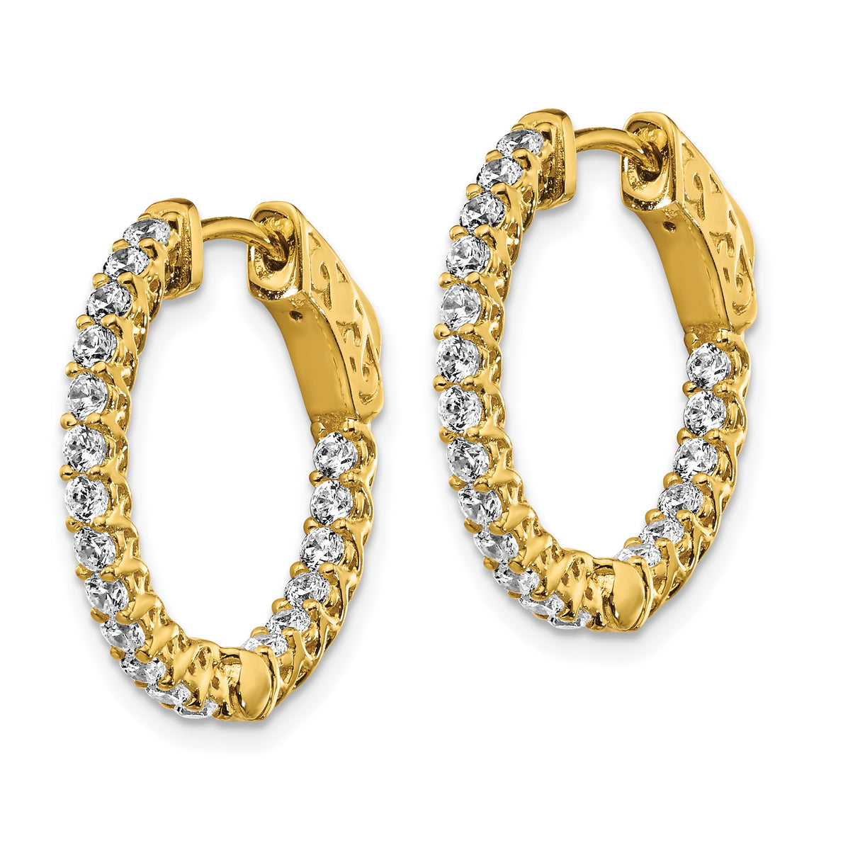 Sterling Silver Cuban Link Hoop Earrings with Cubic Zirconia and Scroll Clasp Detail