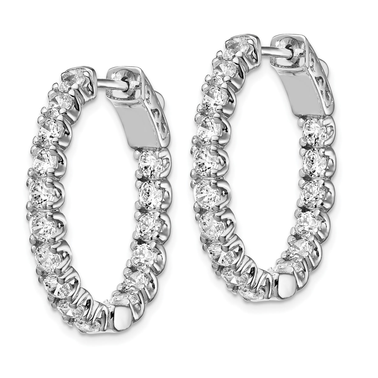 Sterling Silver Hoop Earrings with Cubic Zirconia, Full Circle Classic Sparkle Design