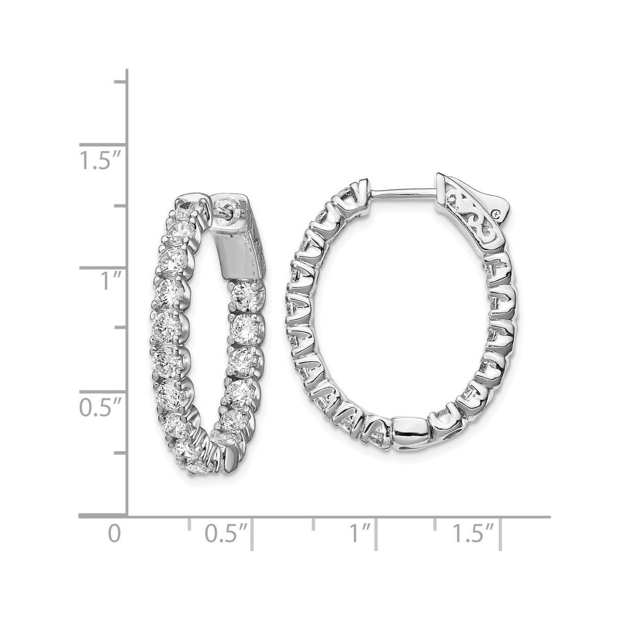 Sterling Silver Hoop Earrings with Cubic Zirconia, Full Circle Classic Sparkle Design