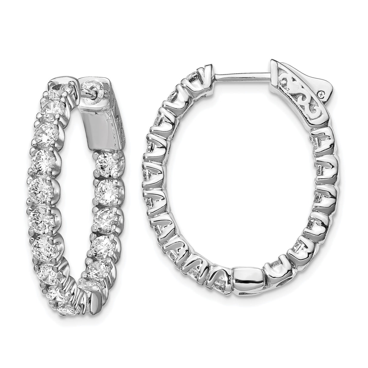Sterling Silver Hoop Earrings with Cubic Zirconia, Full Circle Classic Sparkle Design