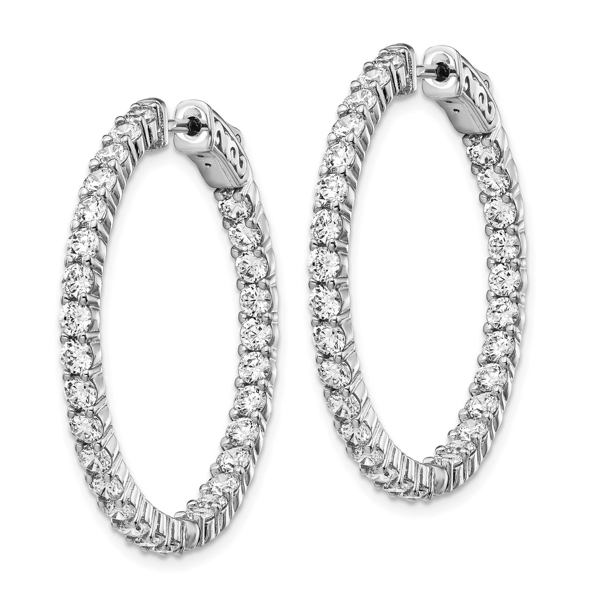 Sterling Silver Hoop Earrings with Cubic Zirconia in Inside-Out Design