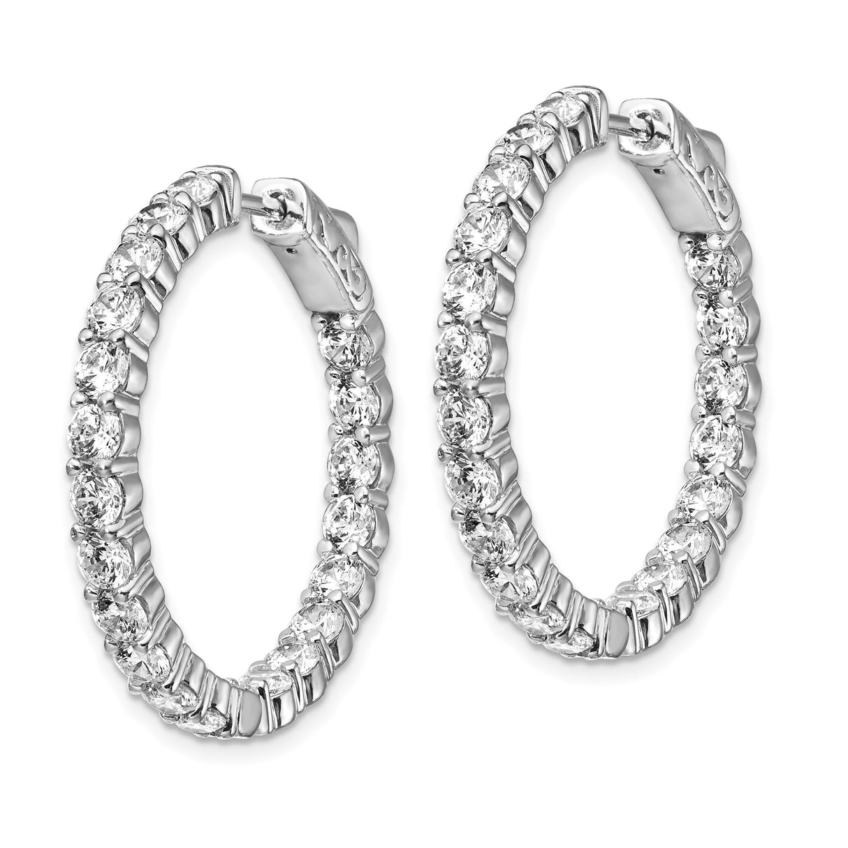 Sterling Silver Hoop Earrings with Cubic Zirconia, Inside-Out Design Statement Style