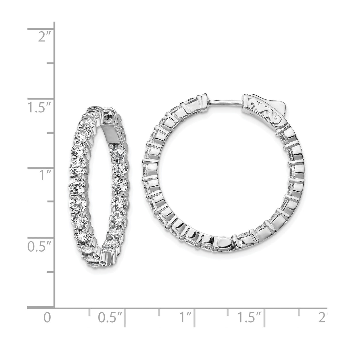 Sterling Silver Hoop Earrings with Cubic Zirconia, Inside-Out Design Statement Style