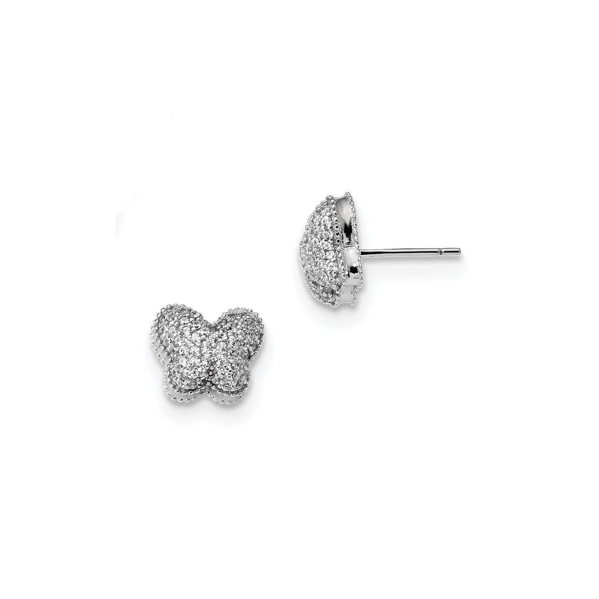 Sterling Silver Butterfly Stud Earrings with Cubic Zirconia Pavé Detail