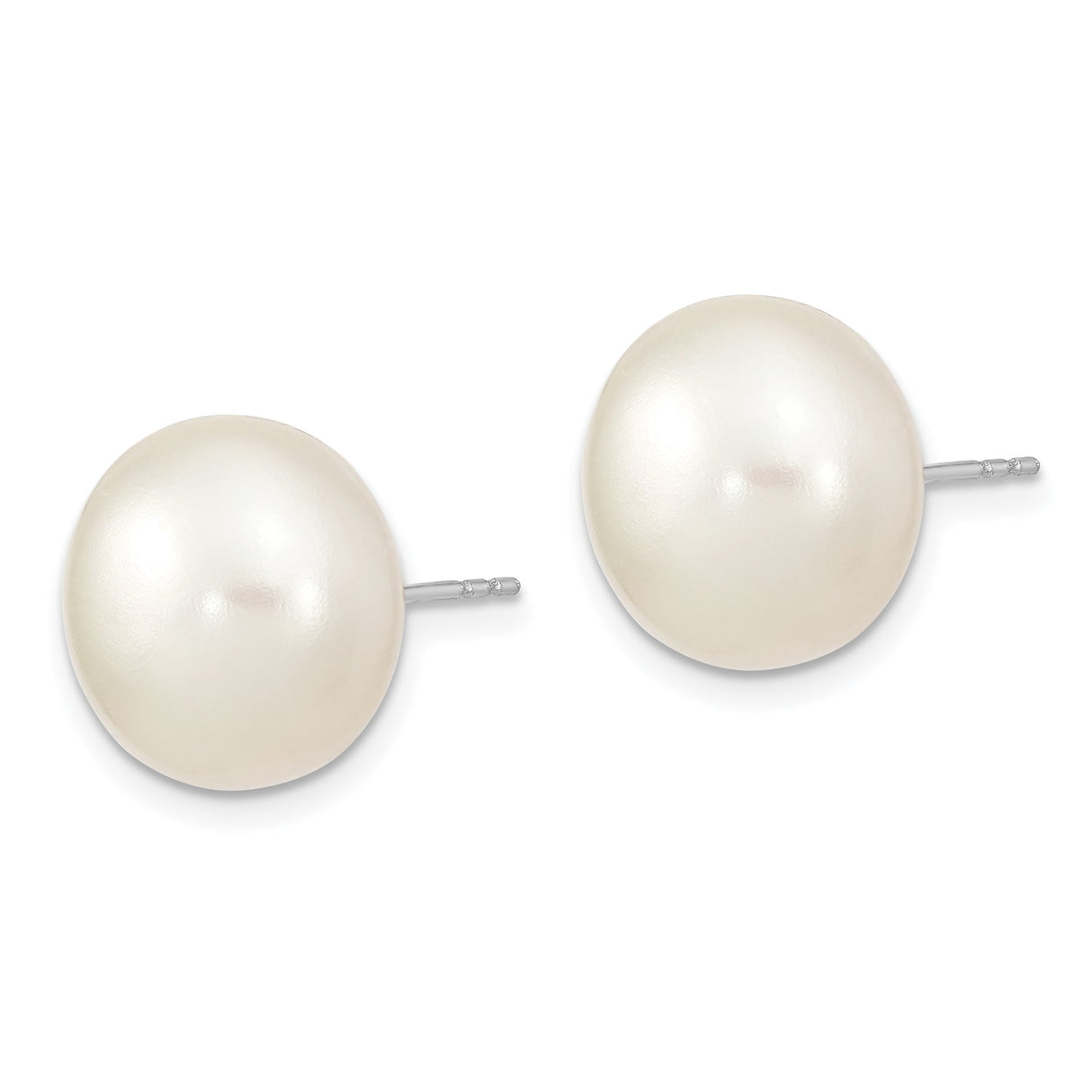 Sterling Silver Stud Earrings with White Cultured Freshwater Pearls, Classic Minimalist Style
