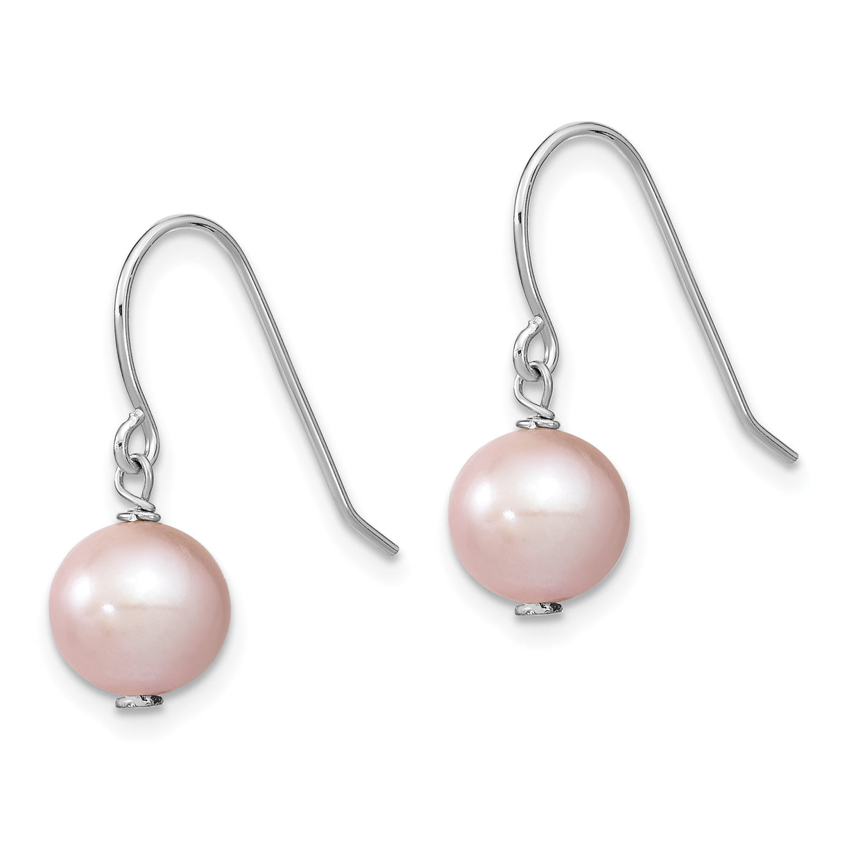Sterling Silver Dangle Earrings with Soft Pink Freshwater Cultured Pearls, Minimalist Drop Design