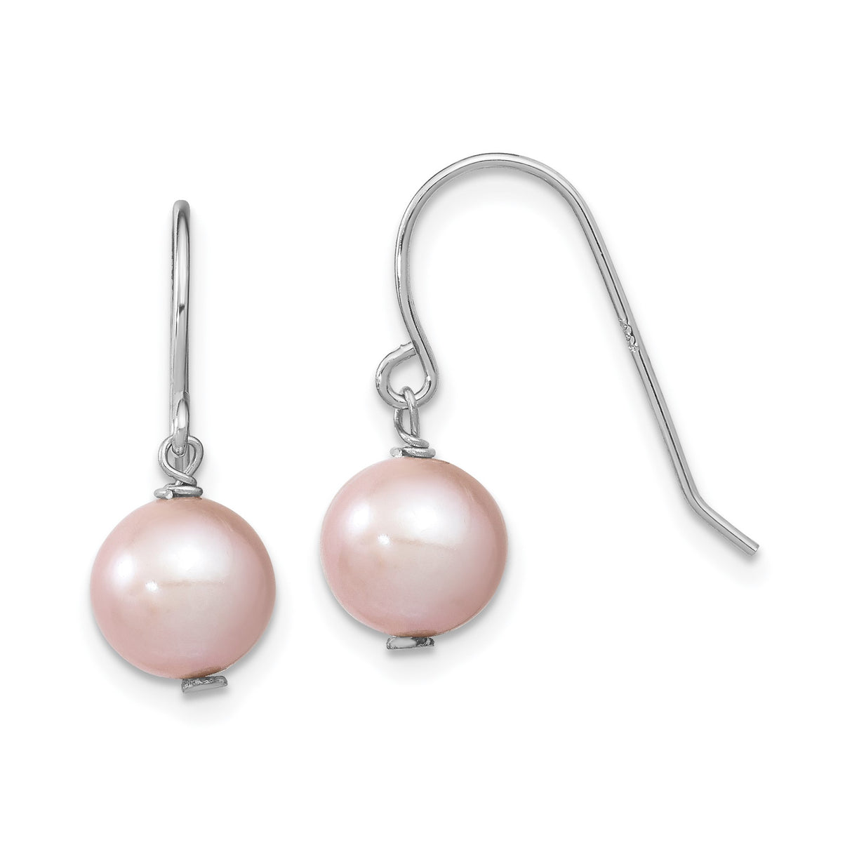 Sterling Silver Dangle Earrings with Soft Pink Freshwater Cultured Pearls, Minimalist Drop Design