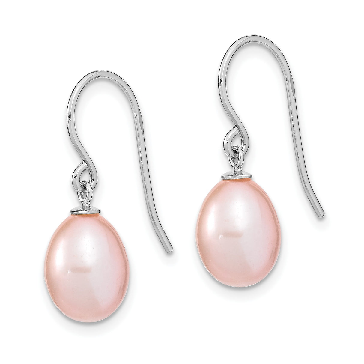 Sterling Silver Drop Earrings with Soft Pink Freshwater Pearls, Minimalist Bridal Style