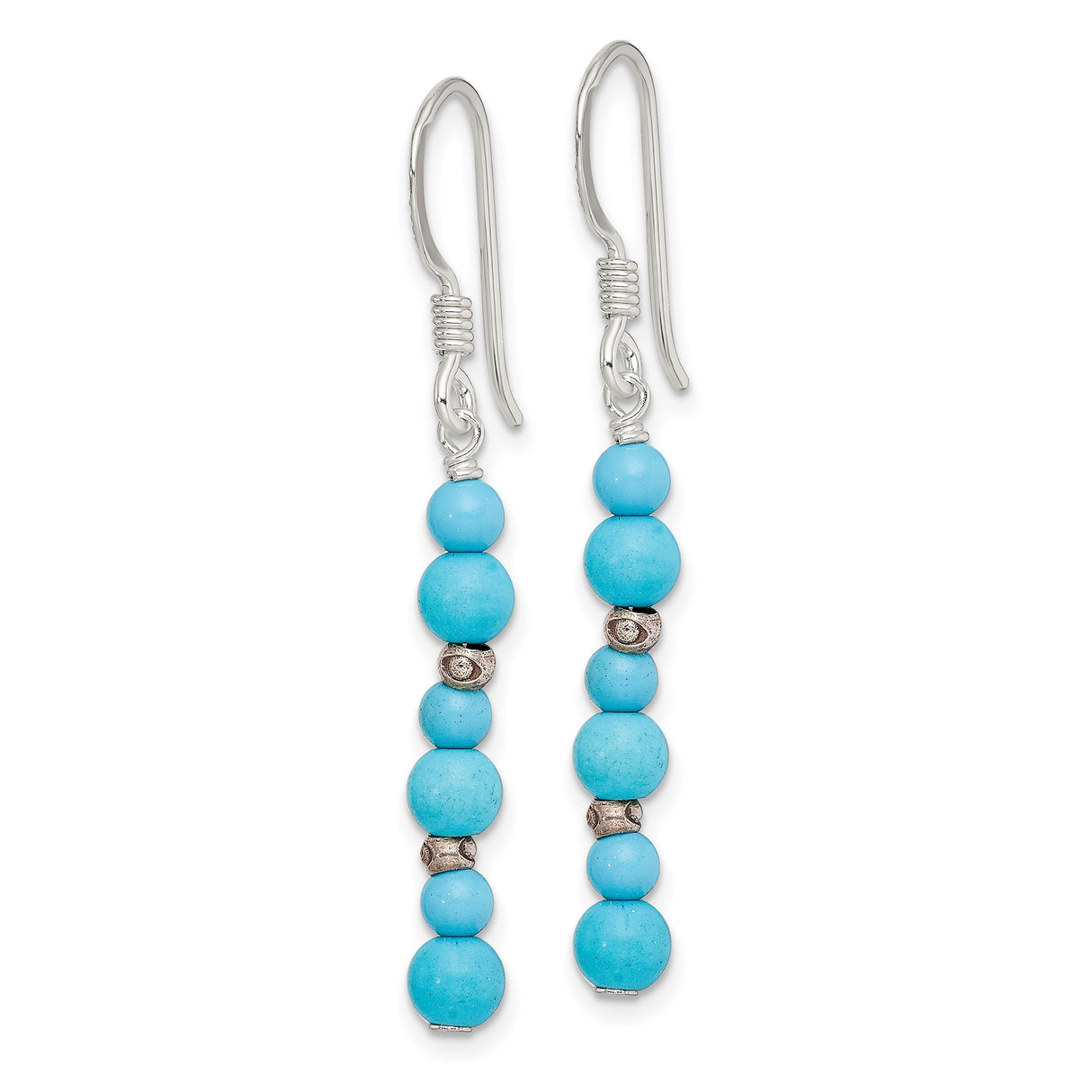 Sterling Silver Dangle Earrings with Howlite Beads and Boho Accents