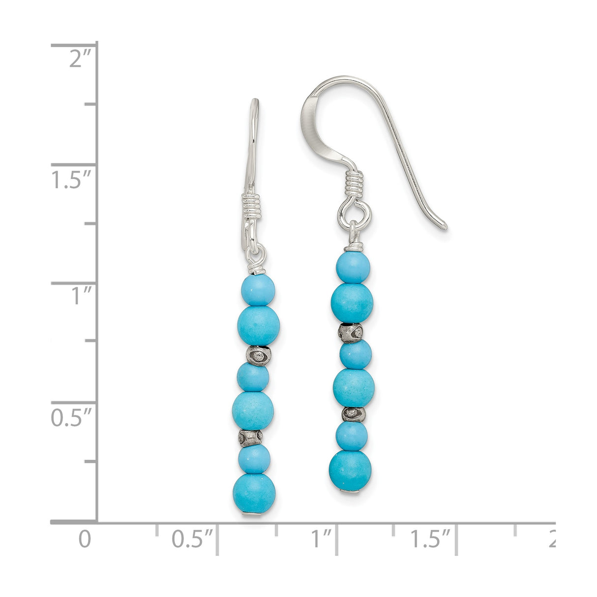 Sterling Silver Dangle Earrings with Howlite Beads and Boho Accents