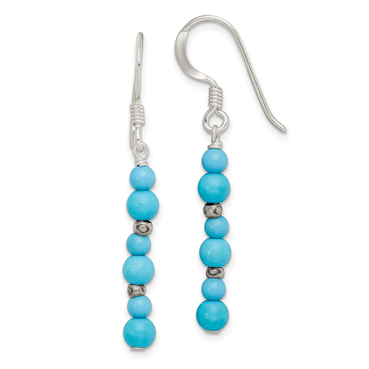 Sterling Silver Dangle Earrings with Howlite Beads and Boho Accents