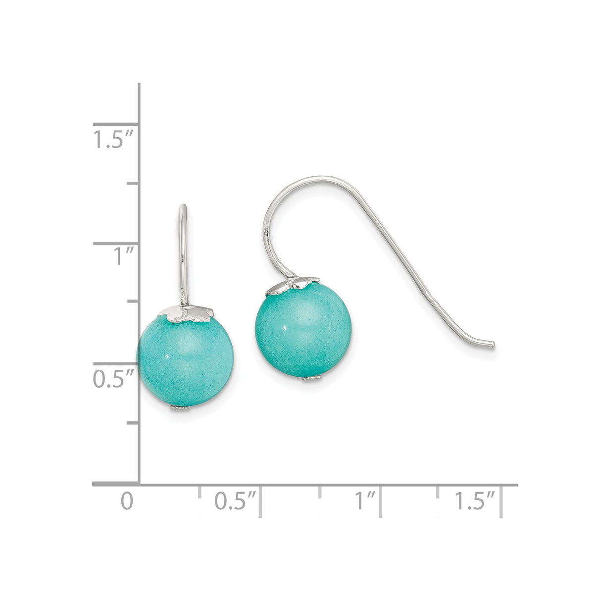 Sterling Silver Drop Earrings with Round Quartz Beads, Boho Hook Design for Women