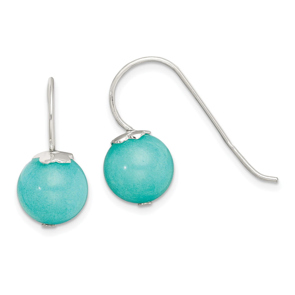 Sterling Silver Drop Earrings with Round Quartz Beads, Boho Hook Design for Women