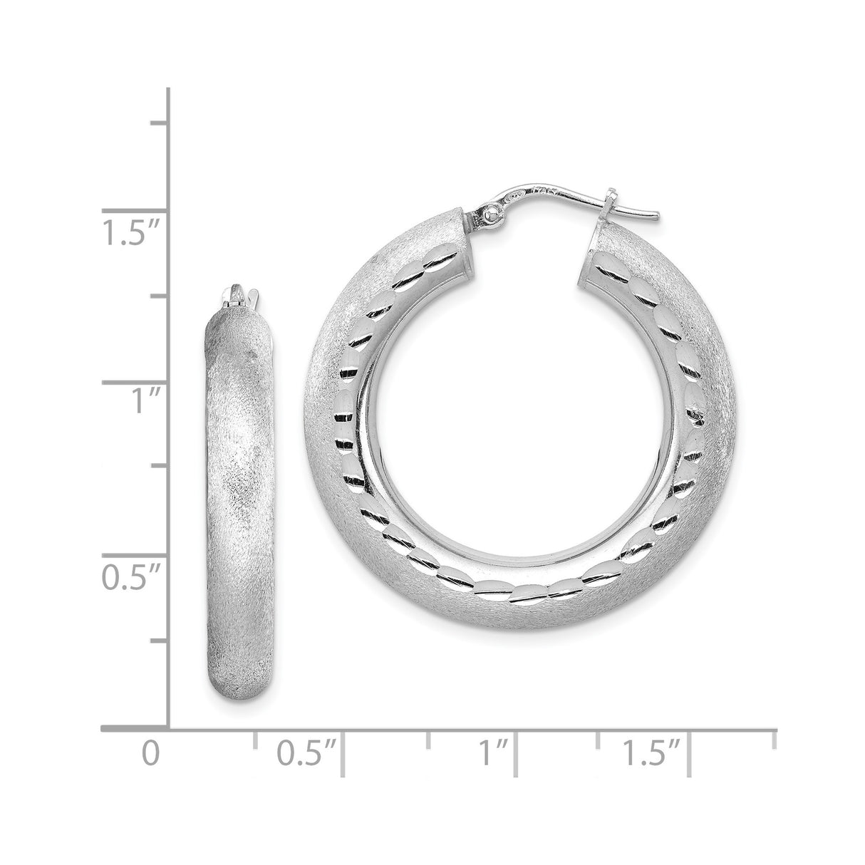 Sterling Silver Hoop Earrings with Textured Brushed Finish and Polished Oval Accents