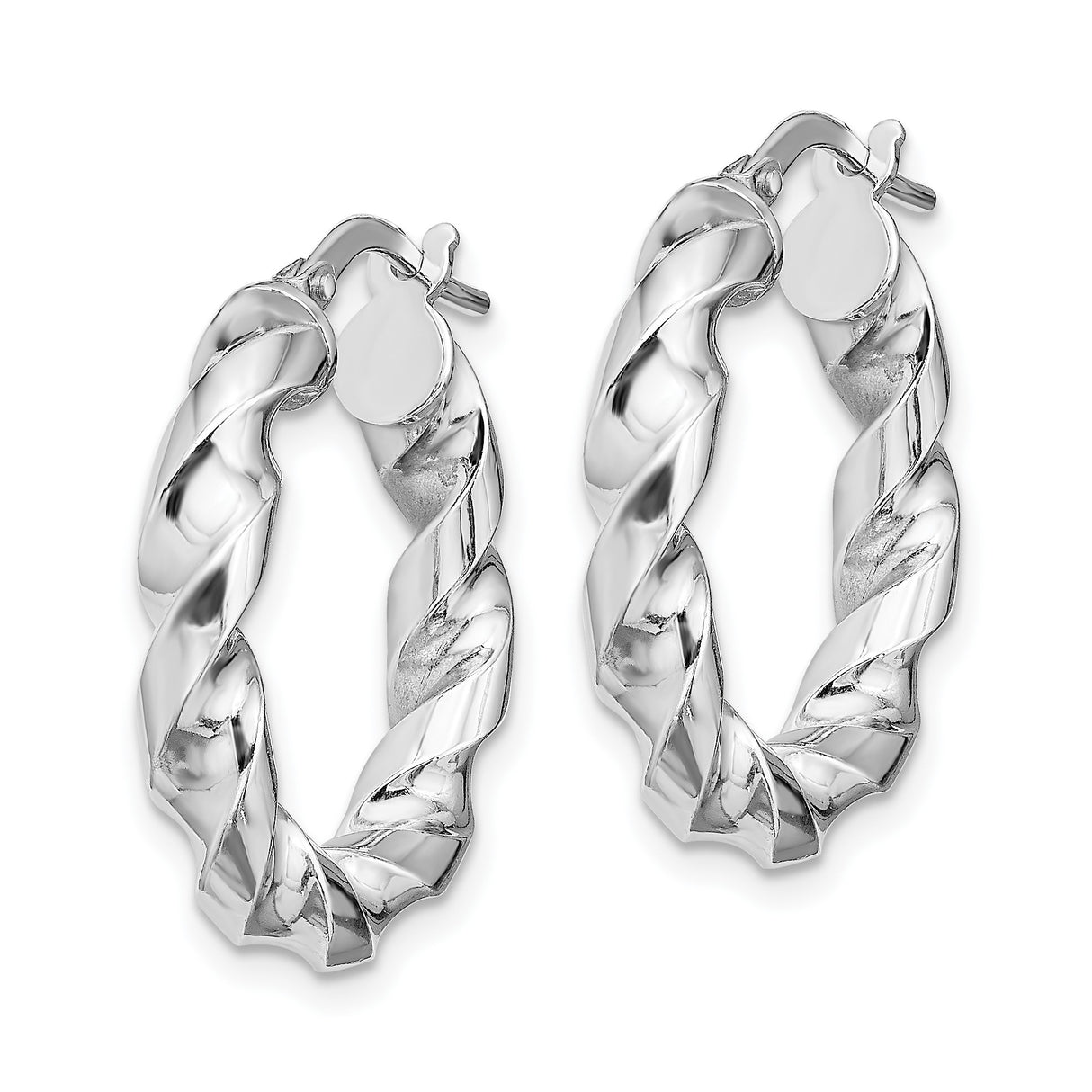 Sterling Silver Twisted Hoop Earrings with Braided Polished Design for Women