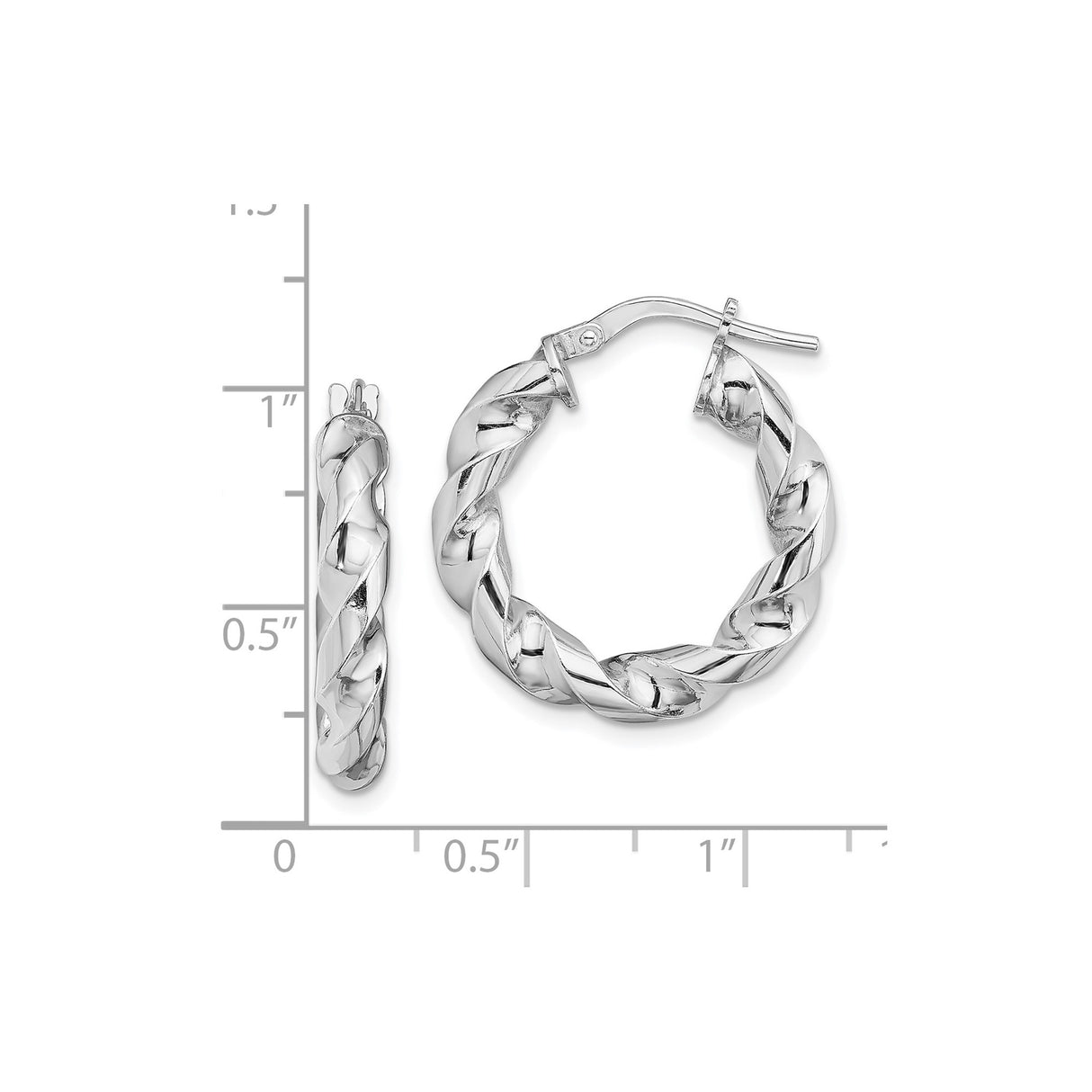 Sterling Silver Twisted Hoop Earrings with Braided Polished Design for Women