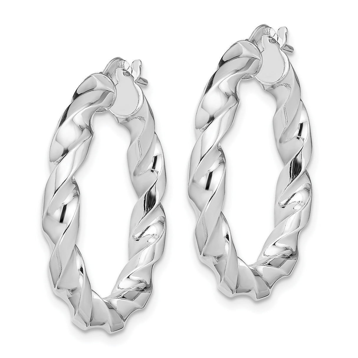 Sterling Silver Twisted Hoop Earrings, Polished Braided Design, Lightweight Modern Style