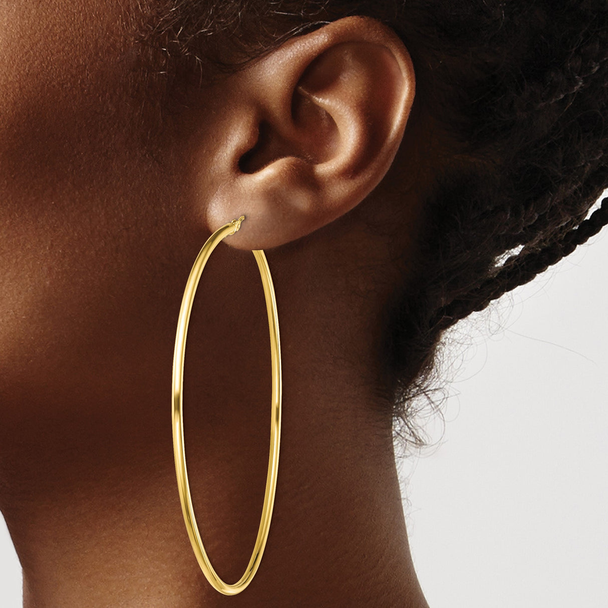 Sterling Silver Large Hoop Earrings, Polished Gold Tone Finish, Minimalist Lightweight Design