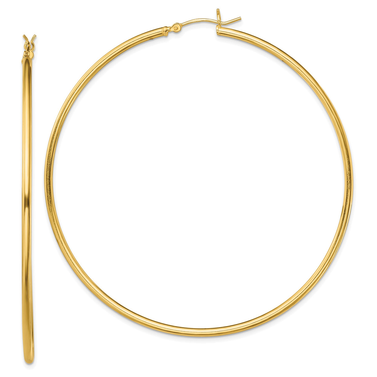 Sterling Silver Large Hoop Earrings, Polished Gold Tone Finish, Minimalist Lightweight Design
