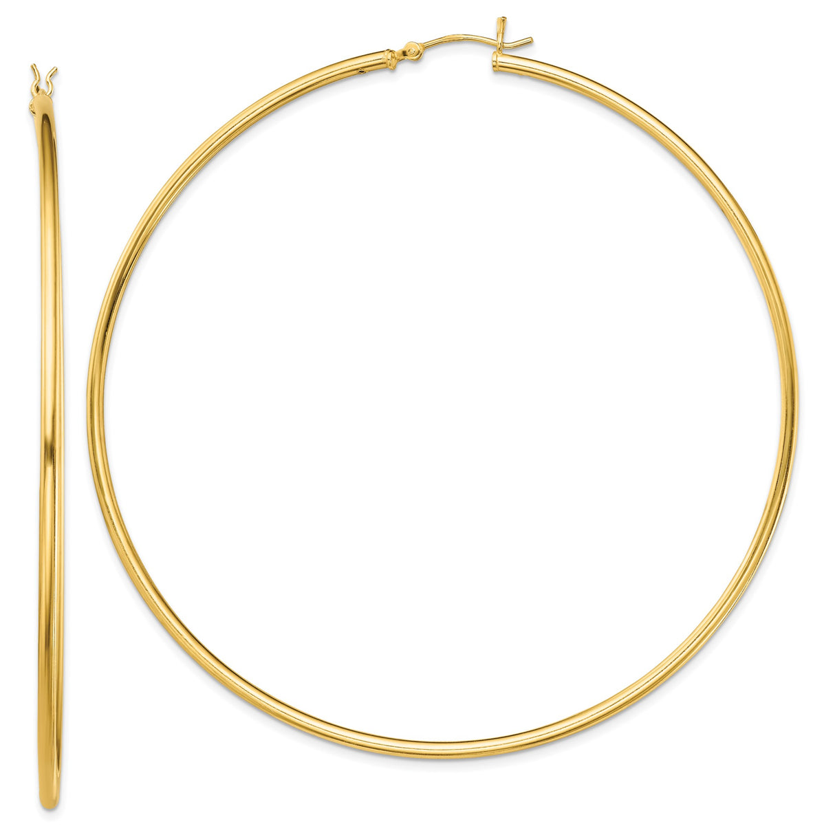 Sterling Silver Large Hoop Earrings, Gold Tone, Polished Minimalist Style for Women