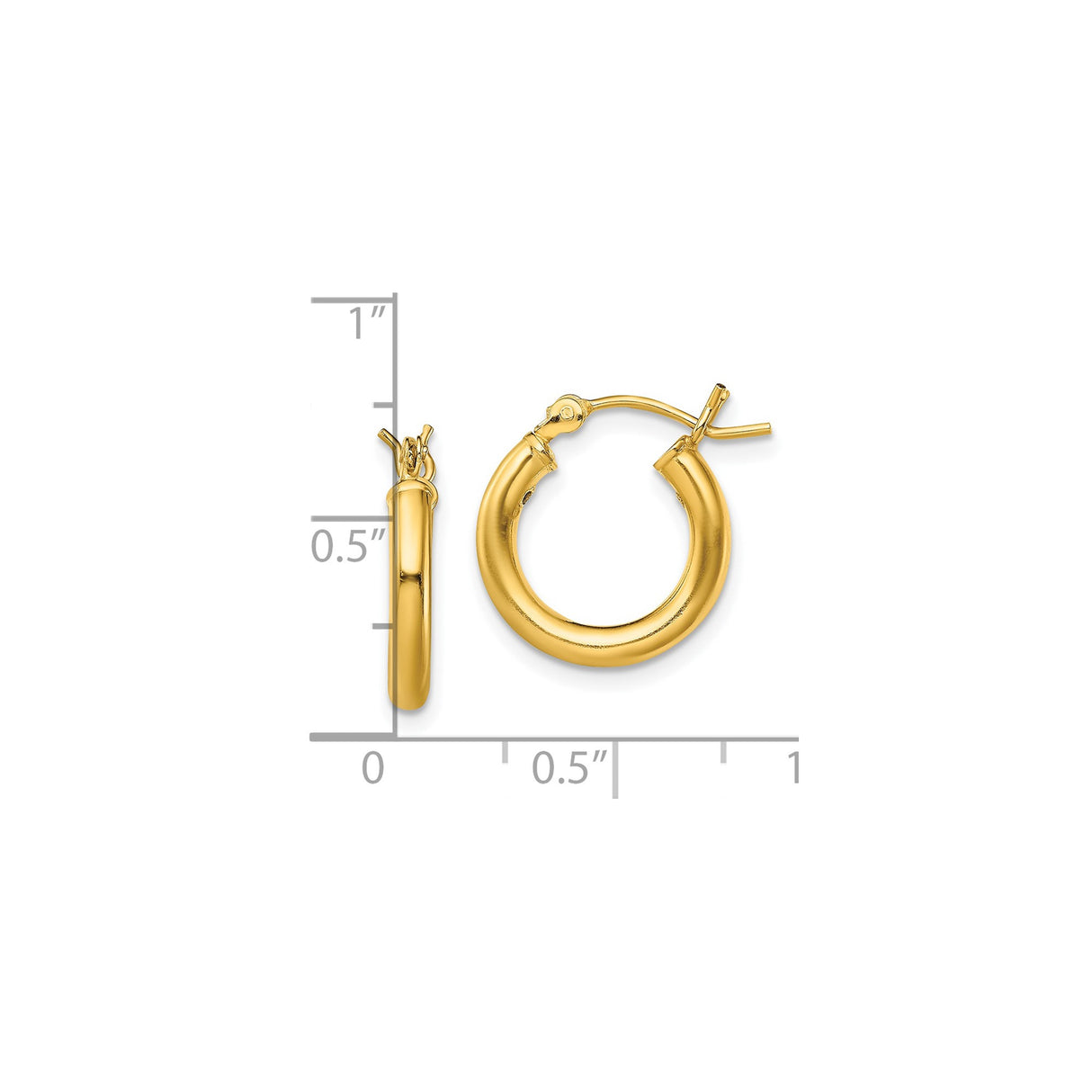 Sterling Silver Hoop Earrings, Gold Plated Tube Design, Smooth Finish, Latch Back Closure